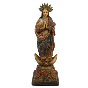 Antique Spanish Colonial Alabaster Virgin Mary of the Assumption