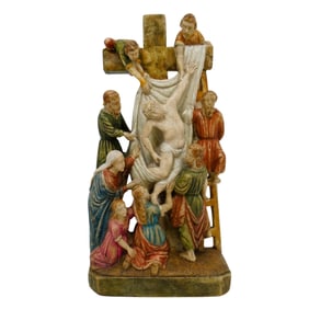 Antique Spanish Colonial Alabaster Figure of the Deposition of Christ