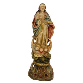 Antique Spanish Colonial Alabaster Madonna of the Immaculate Conception