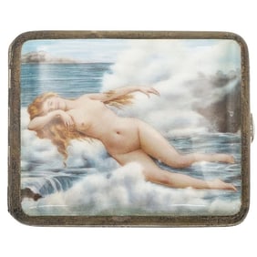 Antique Silver and Enamel Nude Cigarette Case