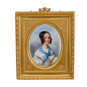 Antique Hand Painted Portrait on Porcelain