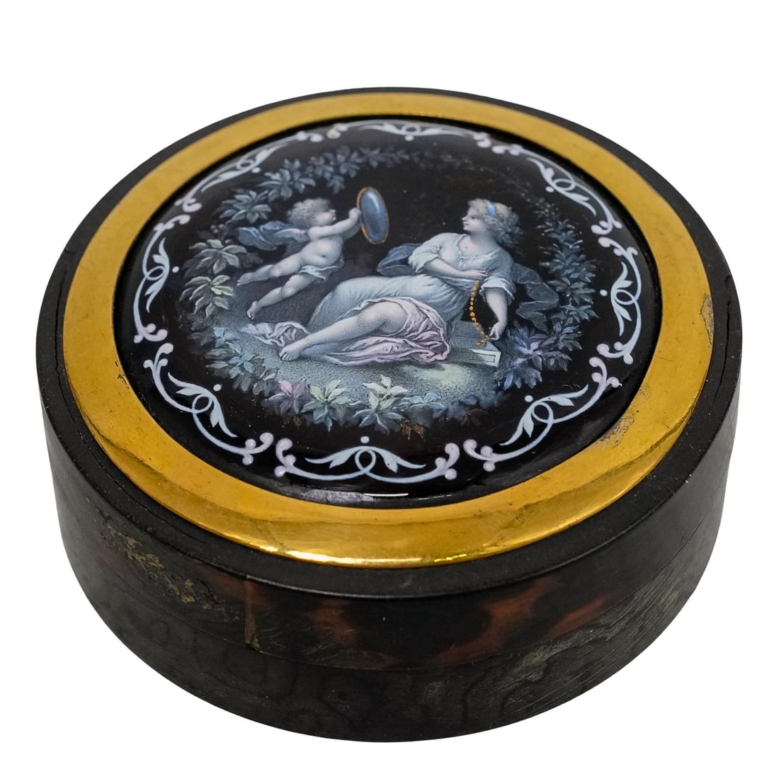 Antique Carved Shell & Enamel Box (1 of 5)