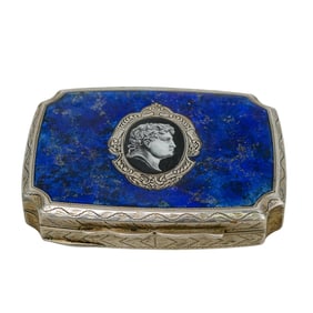 Antique 800 Silver and Enamel "Lapis" Box