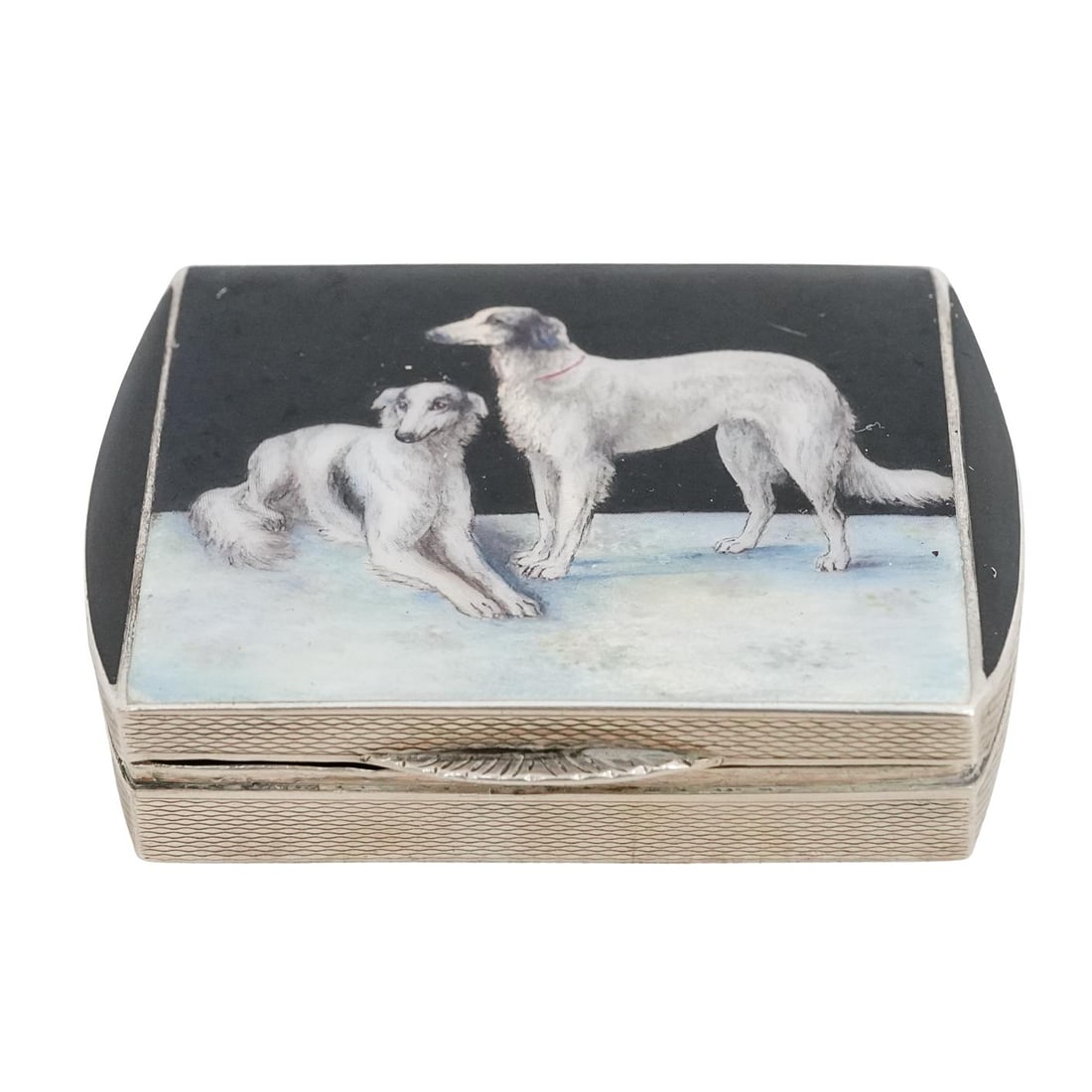 Antique Silver and Enamel Borzoi Box (1 of 5)