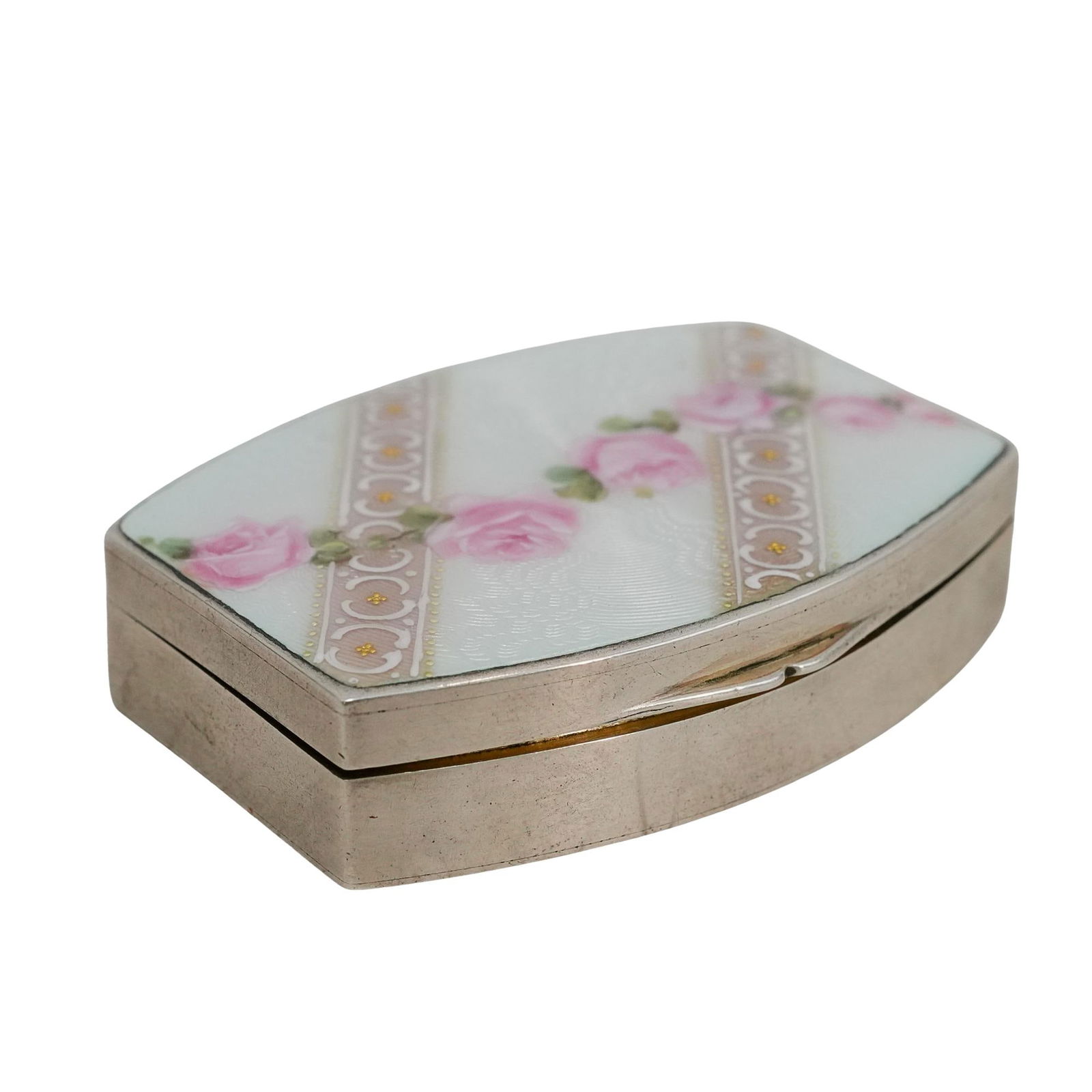 Antique Silver and Enamel Rose Box (1 of 7)
