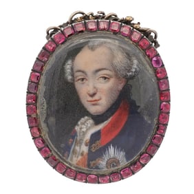 Antique Georgian Silver & Garnet Miniature Portrait Pendant