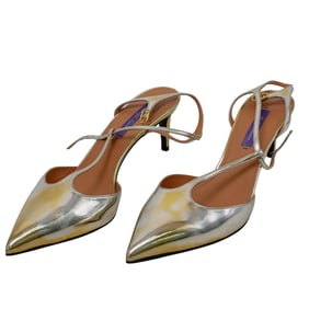 Vintage Ralph Lauren Metallic Leather Ankle Strap Stiletto Shoes