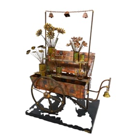 Curtis Jere Flower Cart Brutalist Sculpture