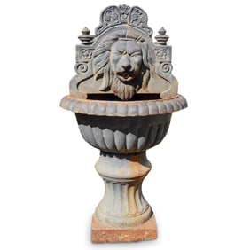 Antique Cast Iron Lion Mask Garden Fountain