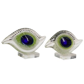 (2 pcs) Murano Glass Eye Sculptures