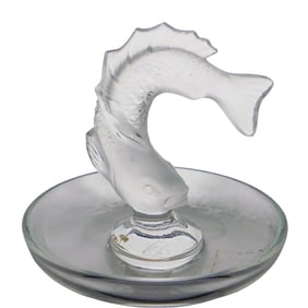 Vintage Lalique Crystal Koi Fish Ring Dish