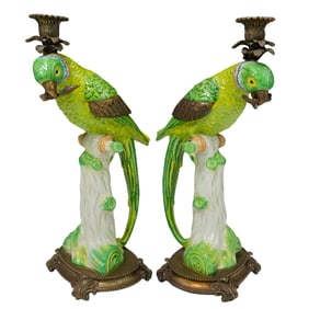 Pair Castilian Imports Parrot Candelabras