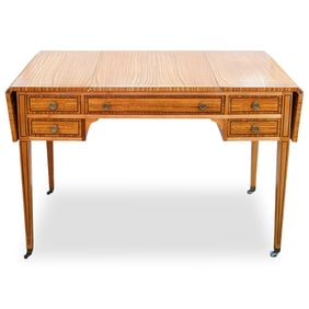 Kindel American Satinwood Inlaid Drop Leaf Game Table