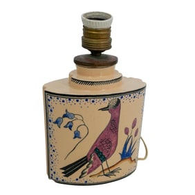 1930s French Robert Lallemant Ceramic Hand Painted Lamp