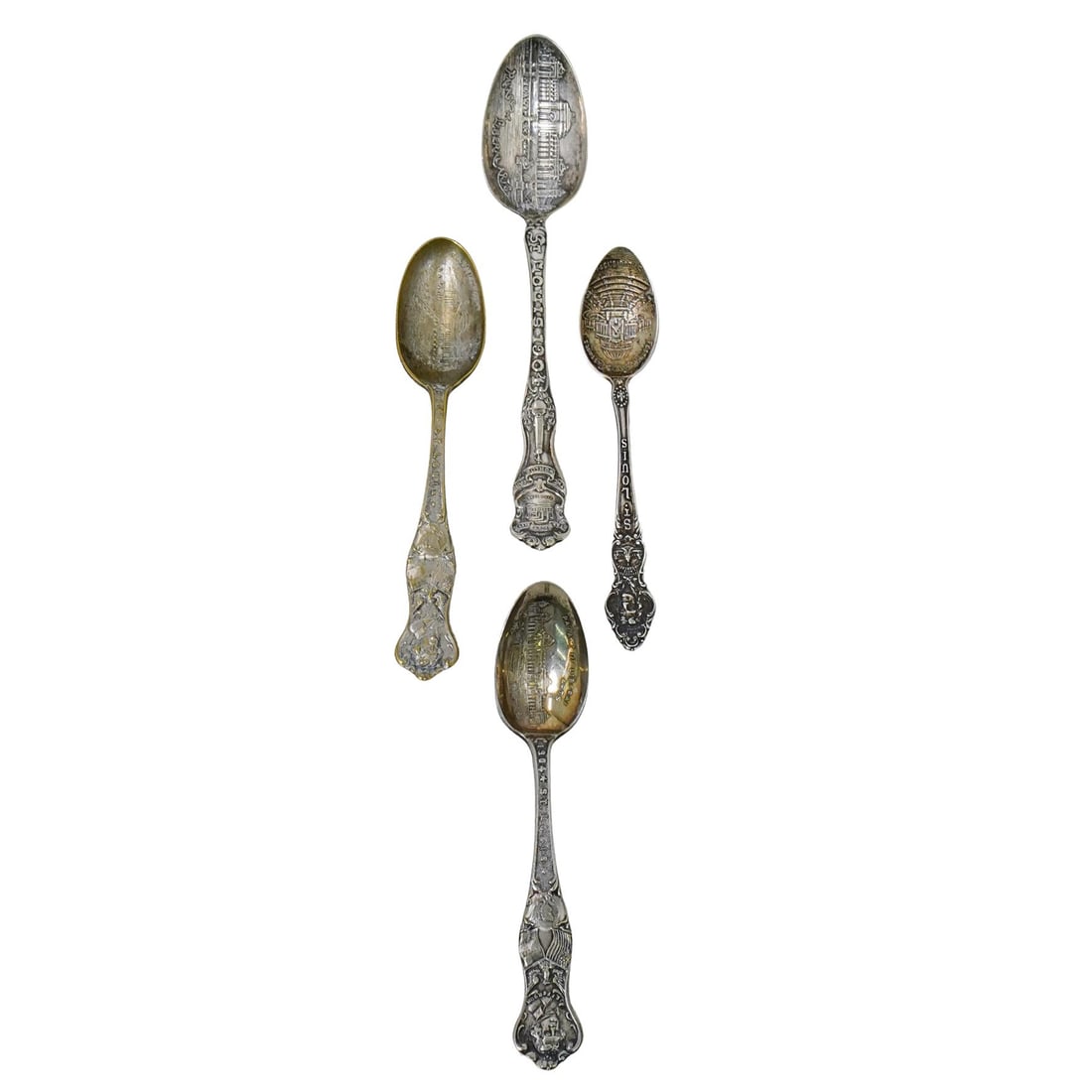 (4 pcs) Assorted Sterling Silver 1904 World's Fair Souvenir Spoons (1 of 13)