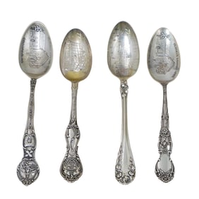 ( 4 pcs) United States Community Sterling Silver Souvenir Spoons
