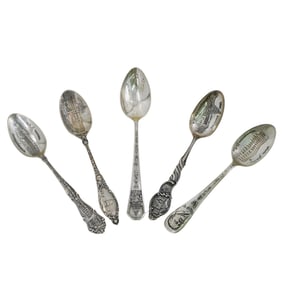 (5 pcs) Washington DC Sterling Silver Souvenir Spoons