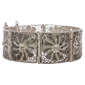 Vintage Sterling Silver Filigree Bracelet