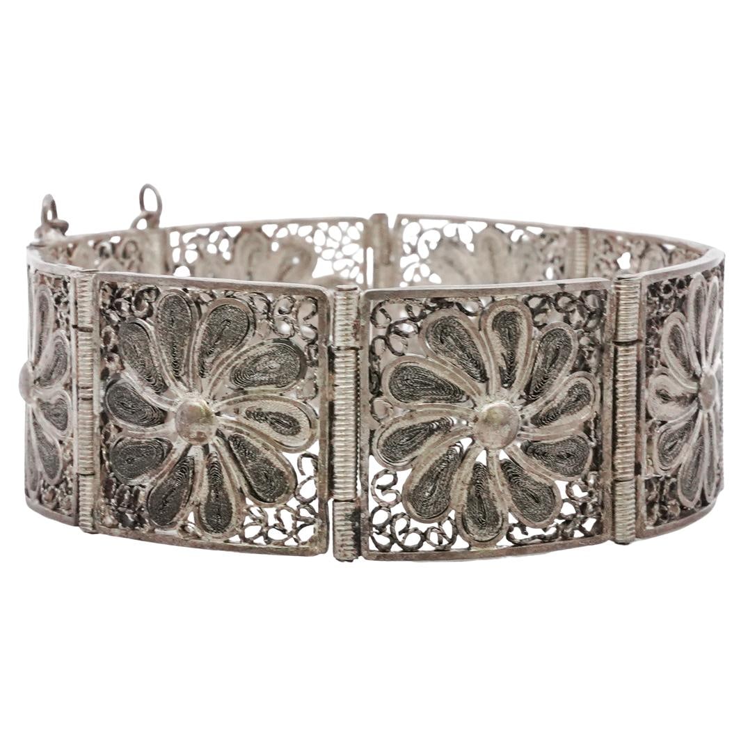 Vintage Sterling Silver Filigree Bracelet (1 of 4)