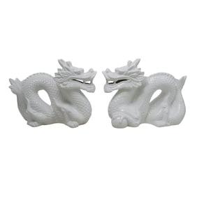 Pair of Chinese Ceramic Dragon Figurines