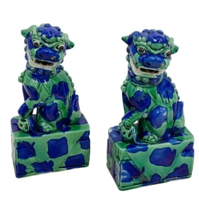 Pair of Chinese Porcelain Foo Dogs