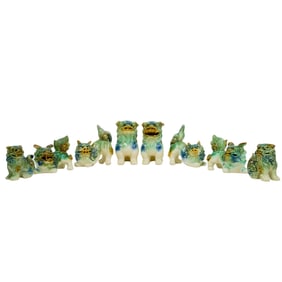 (8 Pc) Chinese Ceramic Foo Dog Figures