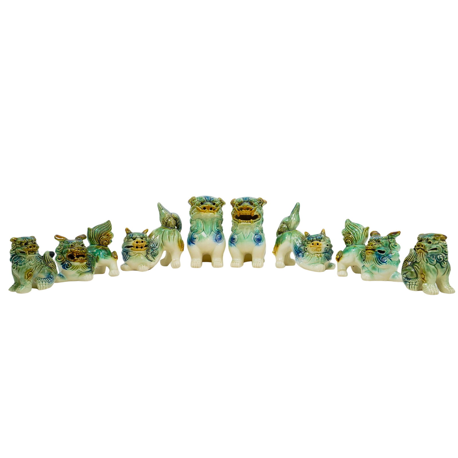 (8 Pc) Chinese Ceramic Foo Dog Figures (1 of 14)