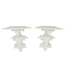 (2 pcs) Chinoiserie Ceramic Wall Shelves