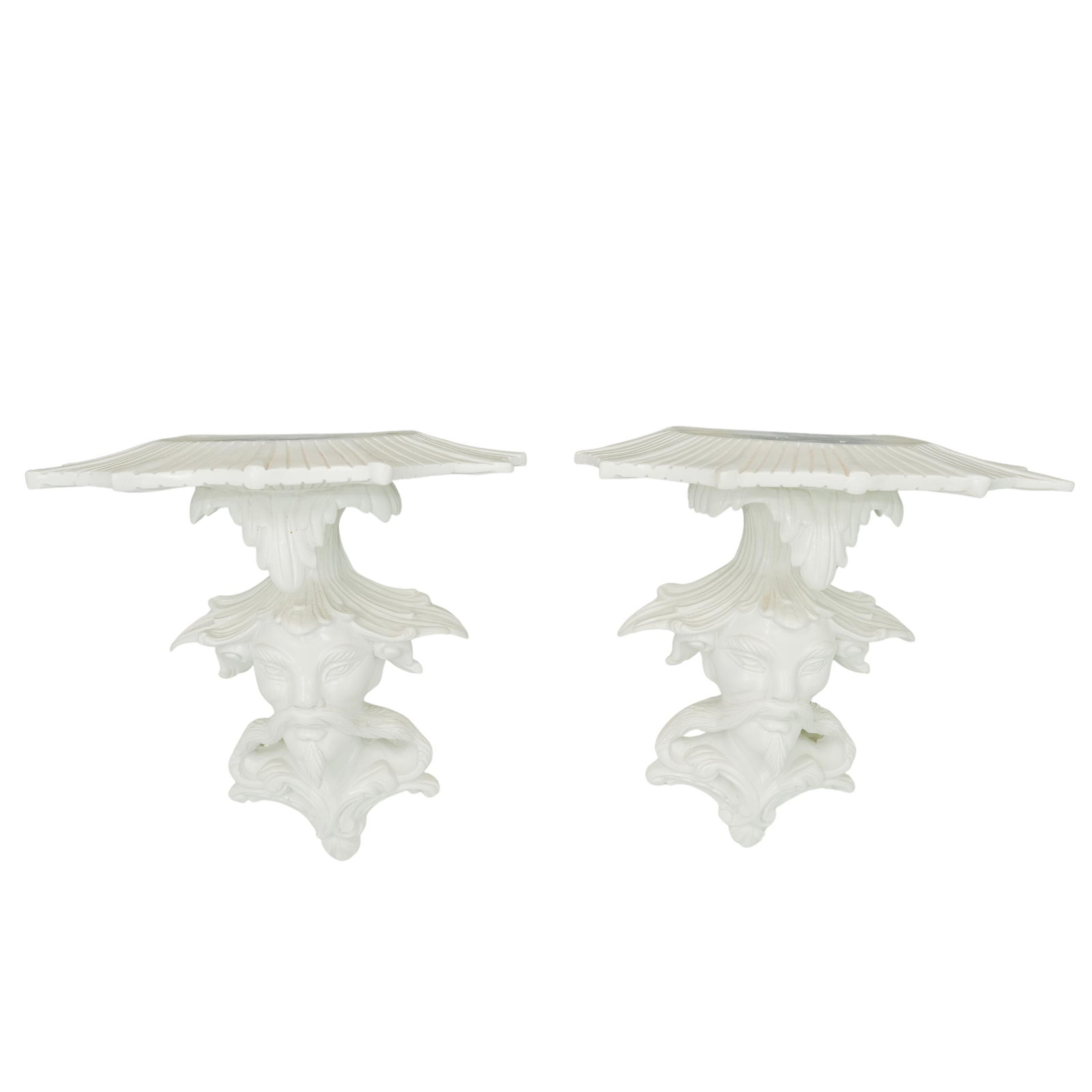 (2 pcs) Chinoiserie Ceramic Wall Shelves (1 of 7)