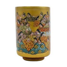 Signed Japanese Hand Painted Gilt Satsuma Porcelain Cup