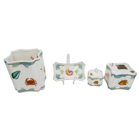 ( 5 pcs) Lynn Chase Designs Nautical Porcelain Bathroom Accessories