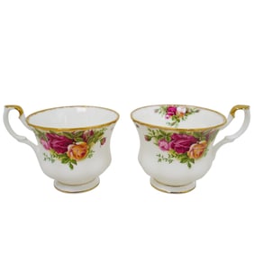 (2pc) Royal Albert "Old Country Roses" English Porcelain Tea Cups