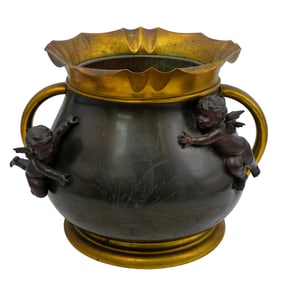 Antique French Bronze Figural Jardiniere