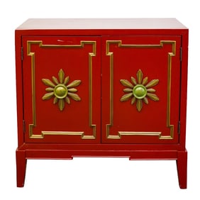 Red and Gold Lacquer Carved Wood Cabinet