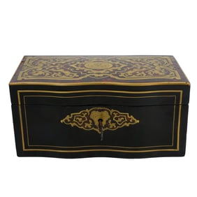 Boulle Inlaid Style Marquetry Wooden Treasure Box