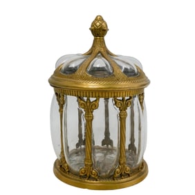 Vintage Baroque Brass Bubble Glass Apothecary Jar