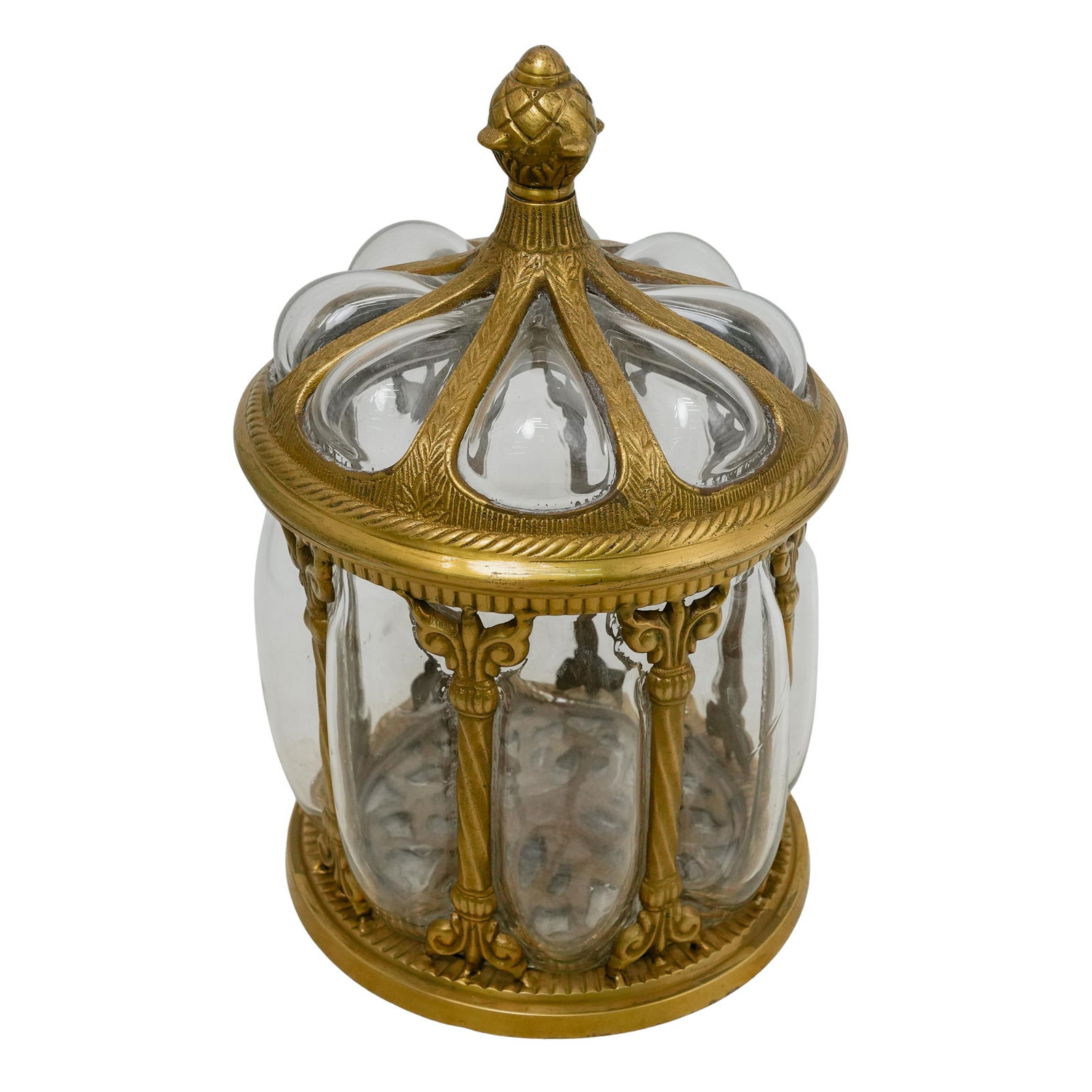 Vintage Baroque Brass Bubble Glass Apothecary Jar (1 of 8)