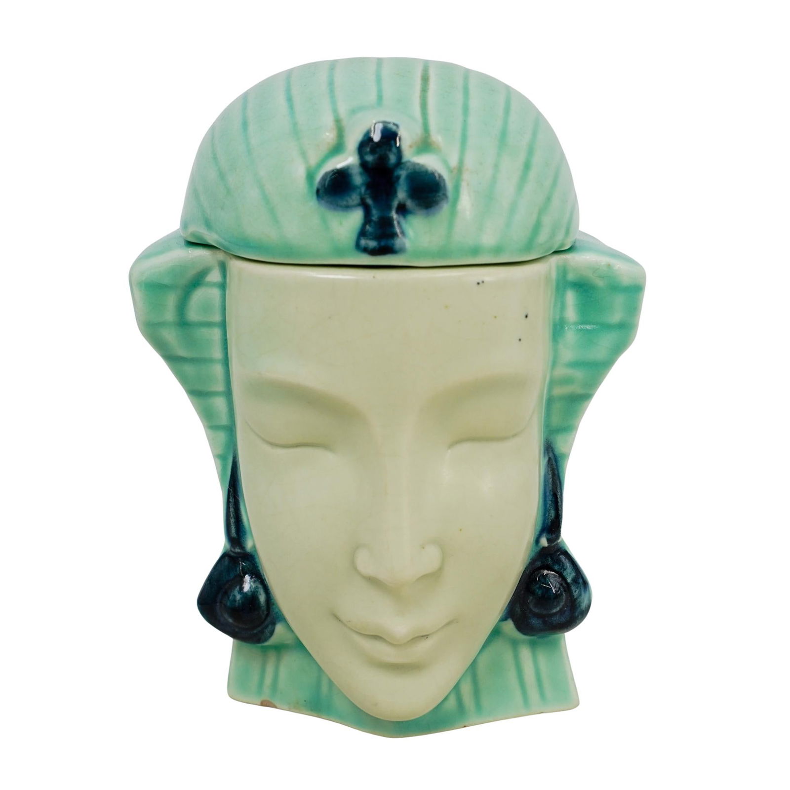 Art Deco Figurative "Egyptian Head" Tobacco Jar (1 of 6)