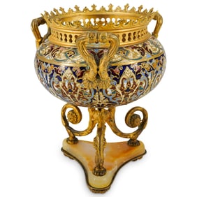 Attr. To Ferdinand Barbedienne Footed Champleve Bowl