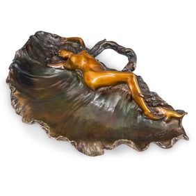 Alfred Jean Foretay (Swiss, 1861–1944) Art Nouveau Bronze Tray