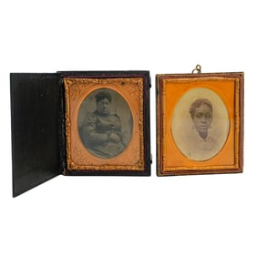 (2 pc) 19th Century "Tintype" Portraits