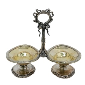 Antique French Odiot Silver Plated Salt & Pepper Stand