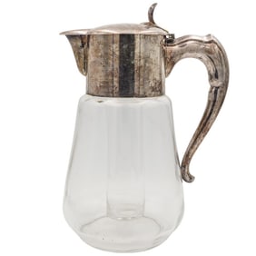 Art Nouveau German Kayser Silver Plate & Glass Pitcher