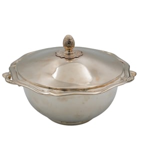 Vintage 1950s Alpaca Silver Plate Three Sectioned Covered Dish