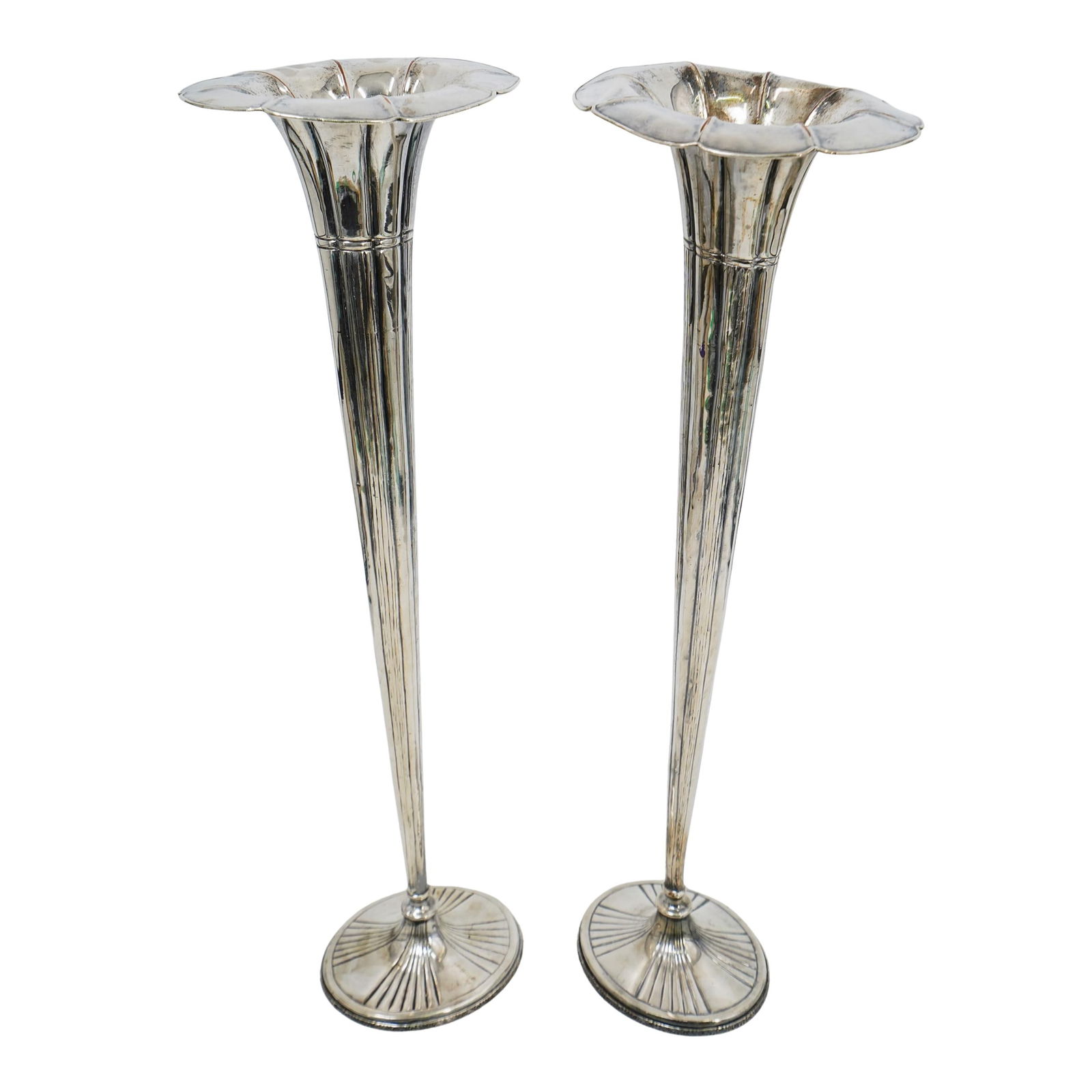 Pair Of Tall Silver Plated Trumpet Vases (1 of 7)