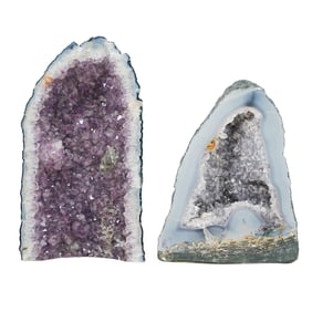 Pair of Amethyst Crystal Geodes