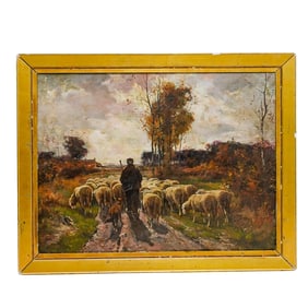 19th Century Impressionist Shepherd Painting