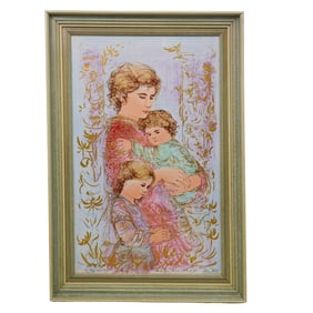 Edna Hibel (American, 1917) Painted Porcelain Plaque