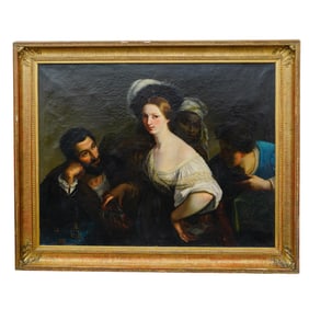 After Xavier Sigalon (French, 1787-1837) Large 'La Jeune Courtisane' Oil on Canvas