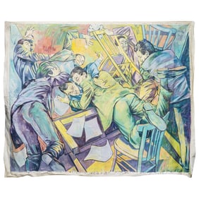 Large Expressionist Mural on Canvas Painting
